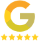 Google-Logo mit fünf gelben Bewertungssternen.